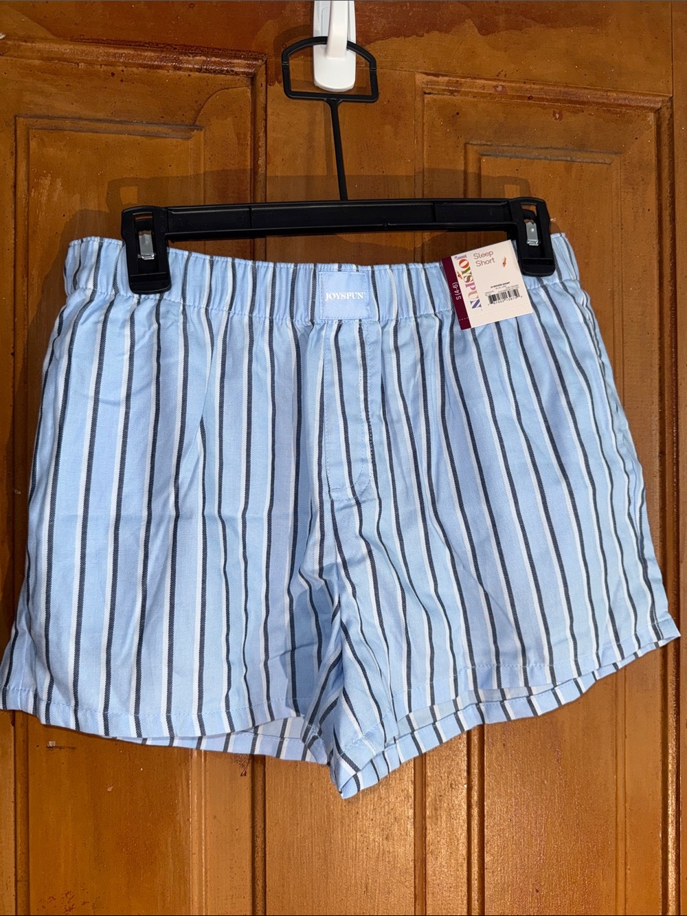JOYSPUN Women's Light Blue Striped Cotton-Blend Pajama Shorts